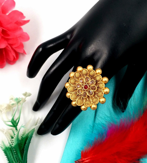 Bridal Big Gold Ring Design JYONA Rajwadi Gold Plated