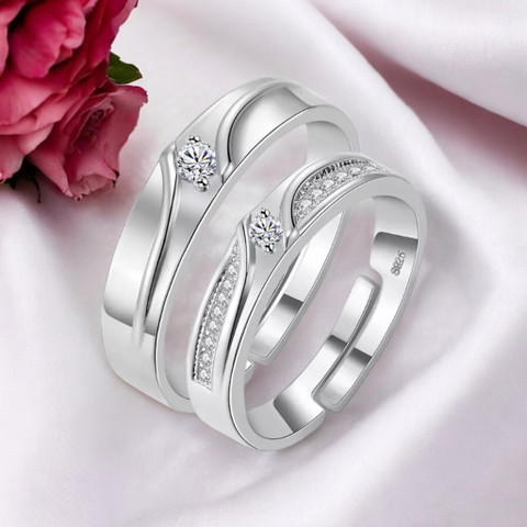 Nilu's Collection 925 Sterling Silver Romantic Imperial Couple Ring for Men  Women Sterling Silver Platinum Plated Ring