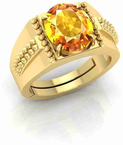 Ring Pukhraj 10 Ratti Price AMG Gems Brass Sapphire Gold Plated