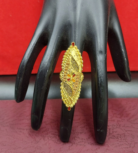 zevarhouse Finger ring long 925 N Alloy, Copper Gold Plated Ring