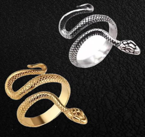 SILVOSWAN Adjustable Gold Silver Snake Ring Combo For Girl And
