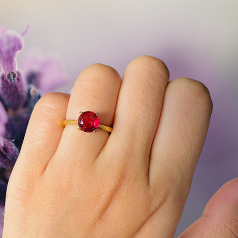 Chopra Gems Most Demanded and Beautiful Ruby Ring Manik Effective Stone for  men women Brass Gold Plated Ring