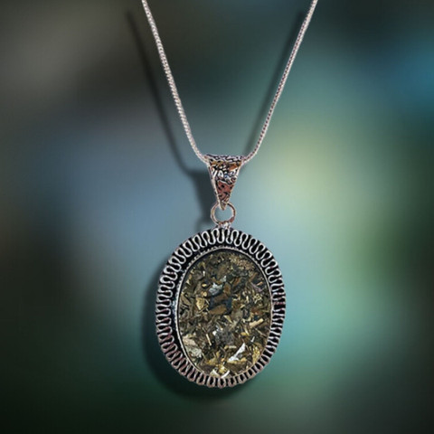 VIBESLE Pyrite Stone Original Pendant Necklace and Certified Ring