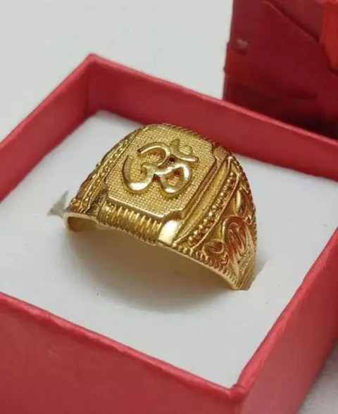 Poonam Fashion Om Golden Ring For Men And Boys Alloy Gold Plated Ring