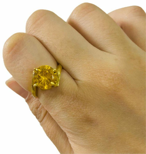 Chopra Gems 100% Original Yellow Sapphire/Pukhraj Gemstone Panchdhatu Ring  For Men Women Brass Ring