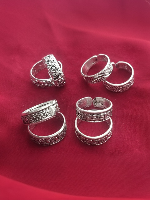 MAYA IMPEX Combo of pairs Hanging Silver Bichiya/ toe ring Alloy