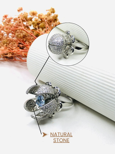 RKB SALES uniqe open flower ring for girls and women Alloy Cubic
