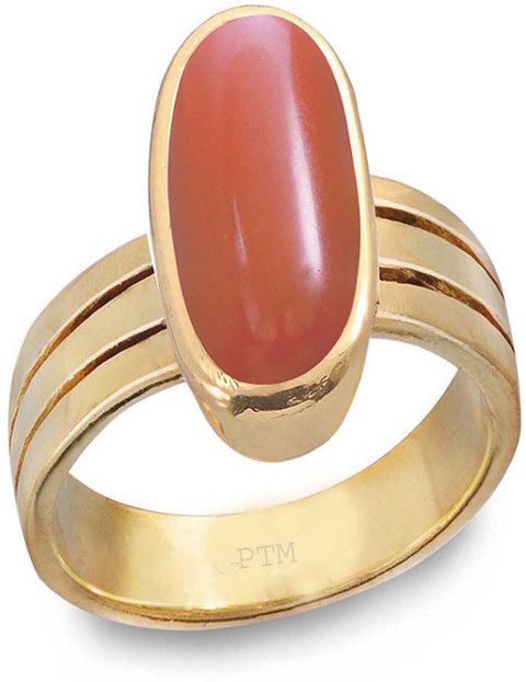 PTM Coral (Munga) Gemstone Ratti or Ct for Unisex Pure Copper  (Tamba)-FKT2 Copper Coral Ring