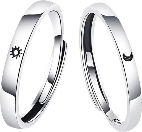 SILVOSWAN sun moon adjustable couple for lovers in silver stylish