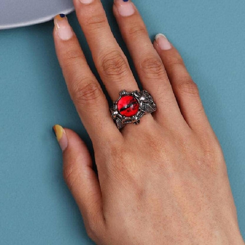 Utkarsh Adjustable Crystal Red 3D Dragon Devil Demons Evil Eye