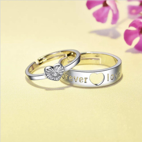 Devora Heart shape forever love adjustable couple rings for