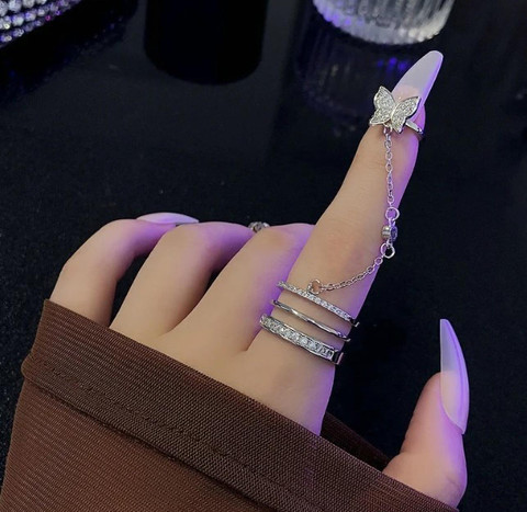 AKISON JEWELS Butterfly chain Ring For Women Girls Korean Ring