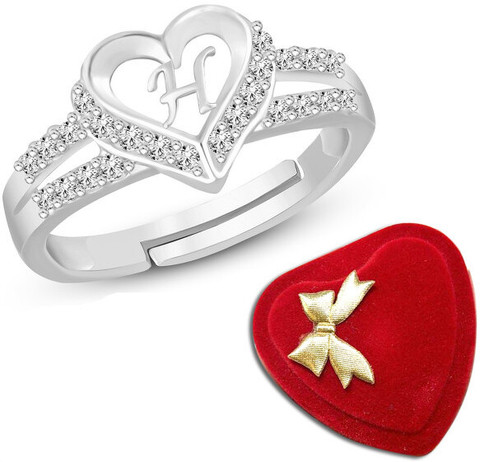 Lila Heart Alphabet 'H' Valentine Ring Promise Propose Engagement