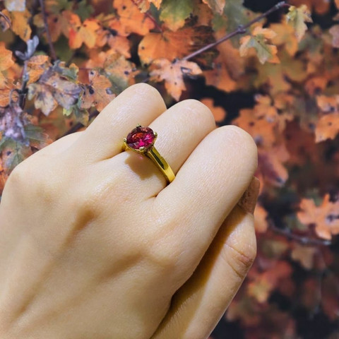 Chopra Gems Ruby Certified Ring With Natural Manik 100% Original Stone Ruby  Brass Gold Plated Ring