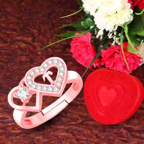 MEENAZ Rose Gold Ring for girls women girlfriend couple valentine