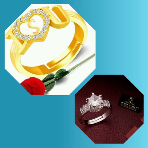 Jewel WORLD S name letter ring with diamond ring for girls women