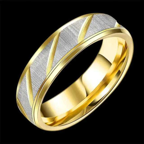 vien Men Women's Elegant Two Tone Twill Pattern Wedding Band Ring - Main Image