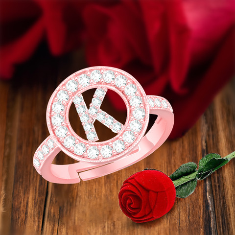 MEENAZ Rings for girls K alphabet valentine propose proposal