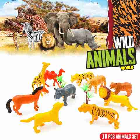 KiddyBuddy Realistic Wild Animal Figure Educational Toys Playse for  Kids,(Set of 10)