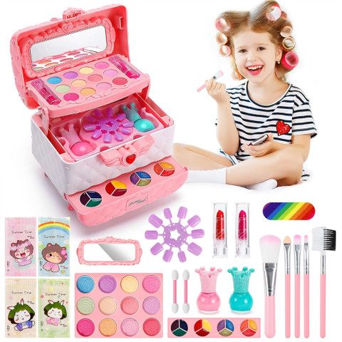 KIDOLOGY All-in-One Cosmetic Makeup Kit Palette, Nail Art Kit for Kids  Pretend Play Toy