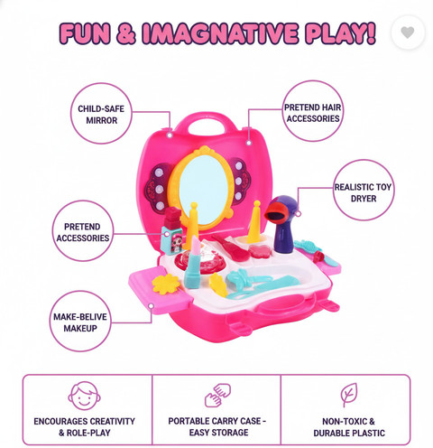 FUN DREAMZ 22-Piece Beauty Set Role Play Kit with Carry Case - 22
