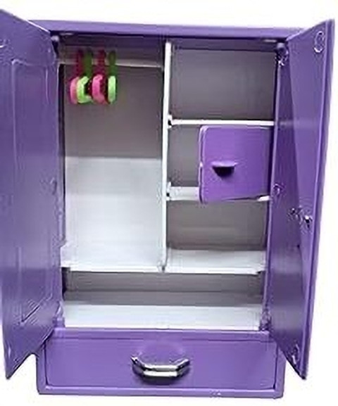Subhan Toy for Kids Girls Plastic Purple Wardrobe Double Door Almirah and  Drawer