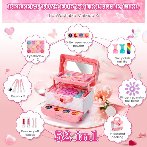 KIDOLOGY All-in-One Cosmetic Makeup Kit Palette, Nail Art Kit for Kids  Pretend Play Toy