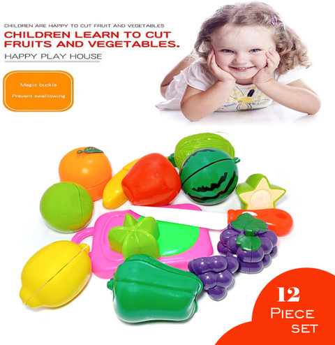 PRANSO Fruits and Vegetables Cutting Play Toy Set Fruits