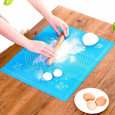 Manki Silicon Fondant Rolling Mat with Measurements Stretchable for Kitchen  Roti Chapati Cake Cooking Dough Kneading Food-Grade Silicone Baking Mat