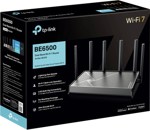 TP-Link Archer BE400 6500 Mbps Wi-Fi 7 Gigabit Router Wireless
