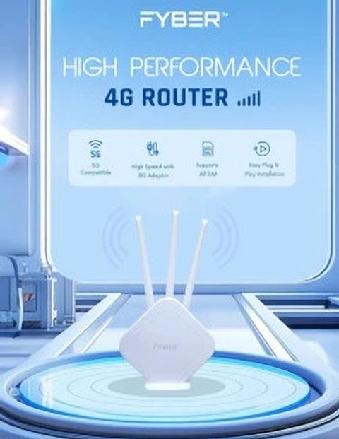 Simber Fiber Router FYBER Wi-Fi-6 4G Sim Router with 300Mbps Speed, Connect 10+ Devices 3 ...