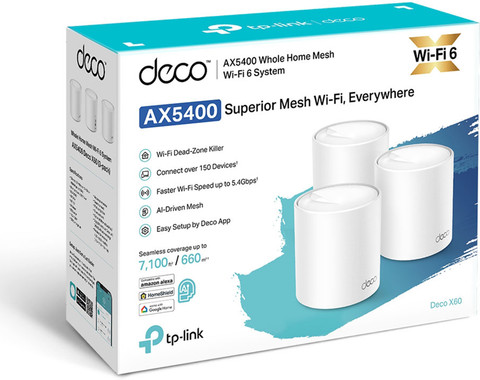 TP-Link Deco X60 AX300 メッシュWi-Fi 3パック TP-Link Deco X60 AX3000 Whole Home Mesh Wi-Fi 6 System, Up to