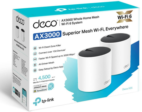 TP-Link Deco X55(2-pack) AX3000 Whole Home Mesh WiFi 6 System Mesh