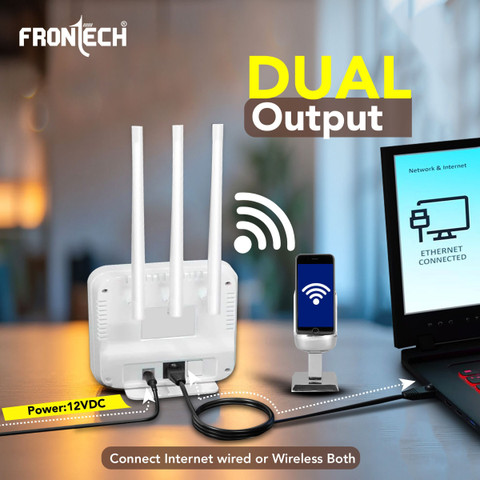 Frontech High-speed 4G WiFi router with 5G SIM support and three powerful  4G Router GHz 150 Mbps Wifi Speed Single Band External  Antenna
