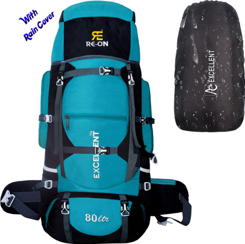 Re-On 80 Ltrs Trekking Bag Outdoor Hiking Backpack Travel Backpack With  Rain Cover Rucksack 80 L
