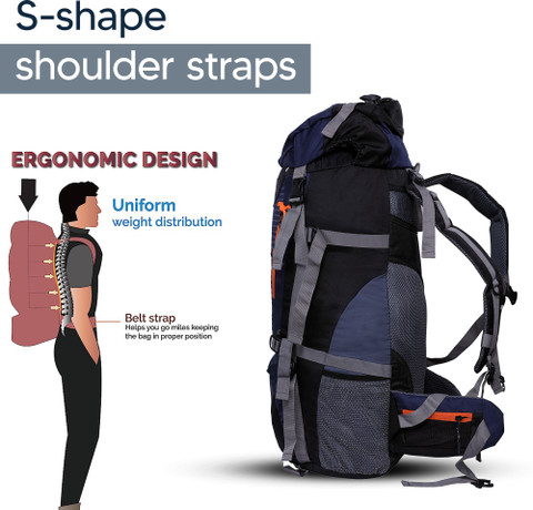 GRABMOUNT Hiking Bag 65 litres Rucksack Travel Backpack for Adventure  Camping Trekking Bag with Rain Cover Shoes Compartment Navy Rucksack  65 L