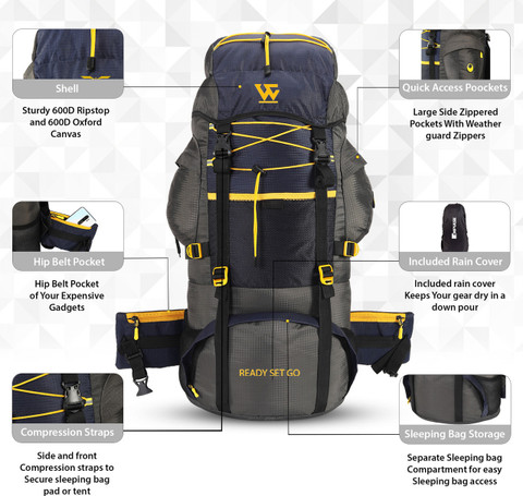 WHITECRAFT Travel bag for men tourist backpack for hiking trekking