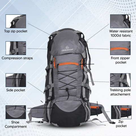 YOI Mountain Bag Hiking Bag 65 LTR Rucksack Travel Backpack for