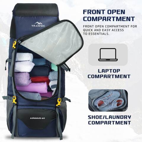 TRAWOC AIRWAVE 60L Travel Backpack Hiking Trekking Bag for Men and