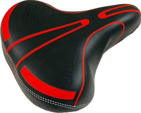 ShreNik Bicycle Saddle Cycle Seat Wide Suspension PU Form Mountain Bikes  Black-Red Saddle
