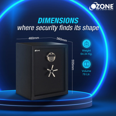 OZONE Fort safe AB Bio 66 Black Biometric , PIN with key structure