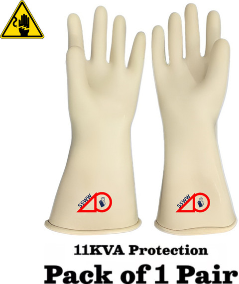 SS WW 11 KVA Vidyut Electrical Insulated Rubber Seamless Hand Gloves (355  MM) Rubber Safety Gloves