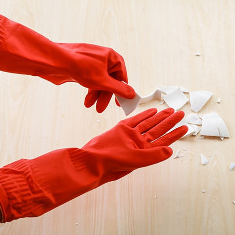 mehta's Hand Protective Safety Red Coloured Rubber Gloves For Women Ledies  Special Chemical And Indrustrial Use Multi Purpose Rubber Safety Gloves