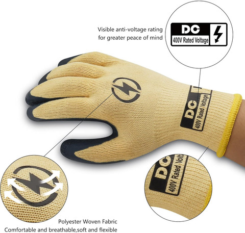 400V Insulated Electrician Gloves – 360° Waterproof & Flame Retardant, Non-Slip Rubber Coating, Aramid Fabric, Ideal For Electrical Work And DIY