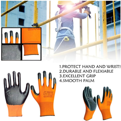 Masox Store Safety Hand Gloves PU Coated Seamless Glove with Smooth Grip on  Palm Finger K6 Reusable Paint Glove