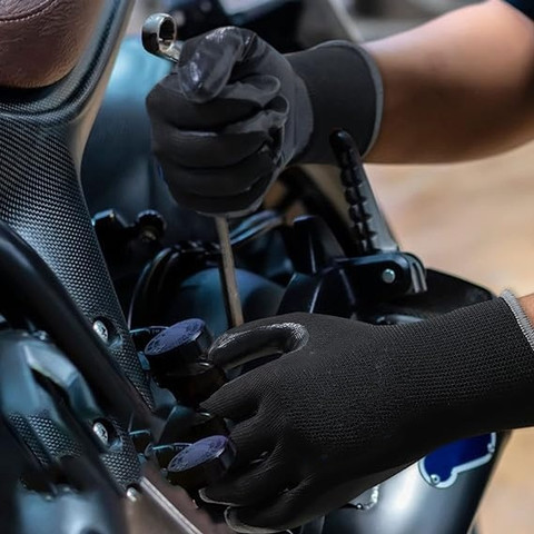 STYLERA Combo of Work Gloves for Men-6 Pairs, Nitrile Coated Work Gloves  Polyester, Rubber Safety Gloves