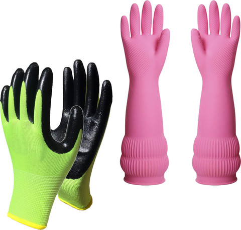 RBGIIT Long Hand Rubber Gloves for Cleaning, Gardening, Anti Cut