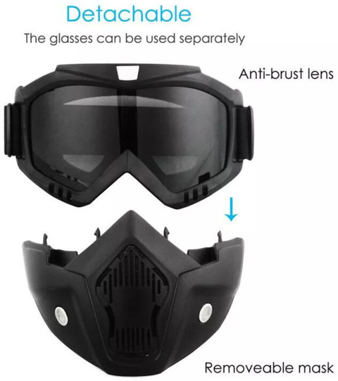 Olsic Goggle Face Mask Anti Scratch UV Protected Face & Eyewear Windproof  Dirt Shield, With Soft Foam Padded Detachable Mouth Filter For cycling Bike  Off Road Racing Safety Visor Price in India -