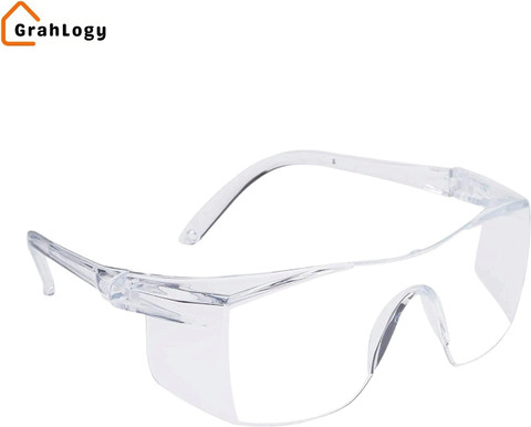 GrahLogy Unisex Plastic White Transparent Goggles/Sunglasses (Pack