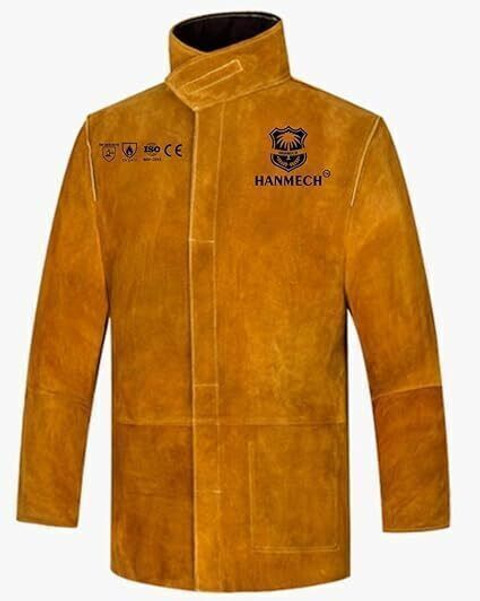 HANMECH Leather Welding Work Jacket Flame-Resistant Heavy Duty
